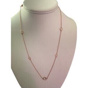 Judith Ripka 14k Rose Gold Clad Floating CZ Necklace NEW